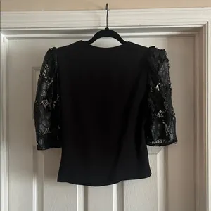 Anthropologie Dolan Black Lace Sleeve Square Neck Women's Top thumbnail 8