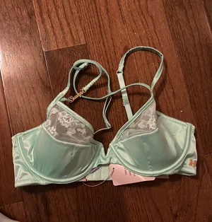 NWT Savage x Fenty Strap Up Lace Plunge Bra - teal thumbnail 10