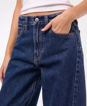 Abercrombie Black Mid-Rise Barrel Jean thumbnail 6