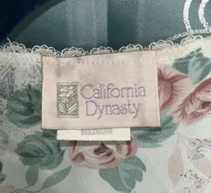 Vintage California Dynasty Long Kimono Robe Womens M Cream Floral thumbnail 5