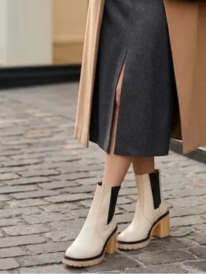 Free People Cream Chelsea Platform Ankle Boots with Black Elastic thumbnail 2