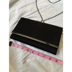 Perry White Black Glitter Metallic Chain Strap Evening Clutch Shoulder Bag NWT thumbnail 4