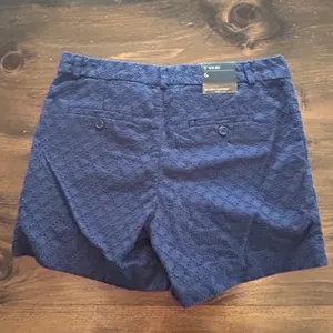 Banana Republic Eyelet Shorts Womens 6‎ Navy Blue Cotton Embroidered Summer thumbnail 2