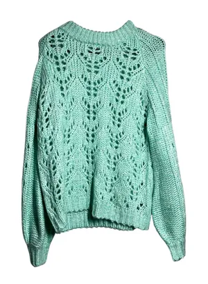 Blue Blush Mint Green Crochet Knit Sweater Women's Medium Loose Fit Open Knit thumbnail 1