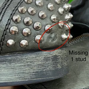 STEVE MADDEN “Tarnney” Dark Olive Green Leather Studded Combat Boots Size 7.5M thumbnail 15
