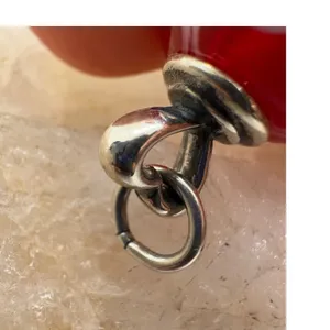 James Avery Retired Red White Art Glass Finial Heart Charm Sterling Silver Rare thumbnail 6