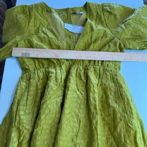 Madewell Annamarie Mini Dress Citrus Lime Cutout Back‎ V-Neck Size 6 NWT linen thumbnail 8