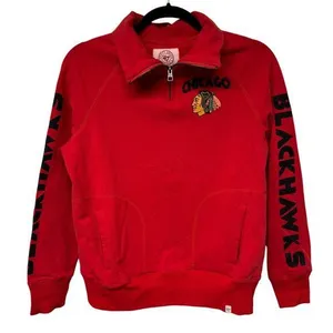 47 Brand Chicago Blackhawks Red Pullover Quarter Zip Sweatshirt Womens Size Small thumbnail 1