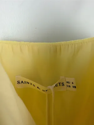 Saints & Secrets Jayna Ruffle Trim Split Dress Yellow size XS New READ thumbnail 4