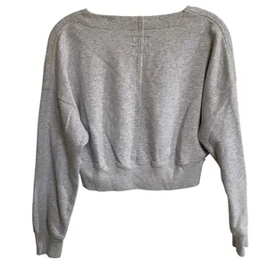Abercrombie Fitch Lace Up Cropped Sweatshirt Light Grey XXS Soft‎ A&F Collection thumbnail 6