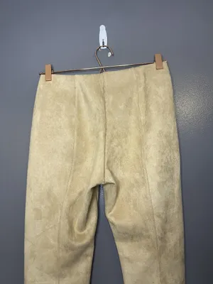 Tahari Pants Womens Med Beige Faux Leather Suede Slim Jegging Pull On Stretch thumbnail 6