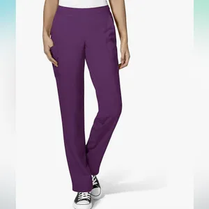Wonder Wink Women's Flat Front Cargo Pants scrubs eggplant modern fit Small Tall thumbnail 9