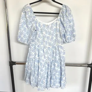 Altar’d State Brianna Blue Babydoll Milkmaid Prairie Tiered Mini Dress Medium thumbnail 5