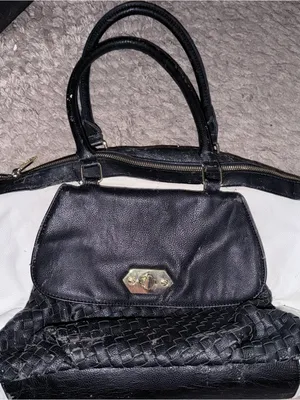 Black and White Women's Satchel Bag - Classic Two-Tone Leather thumbnail 1