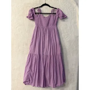 Universal Threads Lavender Purple Tiered Maxi Dress Womens XS Smocked Puff Sleeve thumbnail 7