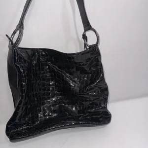 Vintage Y2K Brighton Cher Bag Black Shoulder Tote Croc Leather‎ Gorpcore Purse thumbnail 4