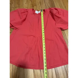 Pomander Place Tuckernuck‎ Finley Flutter Sleeve Notched Neck Pink Cotton Blouse thumbnail 8