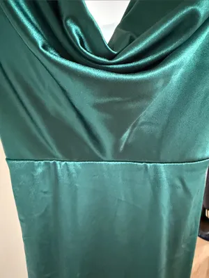 Hello Molly Emerald Green Satin Cowl Neck Slip Dress size xs thumbnail 7