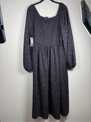 Lane Bryant NWT Smocked-Bodice Tie-Neck Maxi Dress Sz 18/20 Paisley thumbnail 4