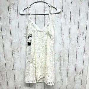 LULUS Dress Women Size M Easy Love White‎ Lace Skater Adjustable Strap NEW thumbnail 5