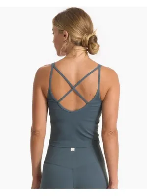 Vuori Rib Crop Tank Top In Stone Blue Star Embroidery Size Small thumbnail 2