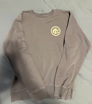 Women's Crewneck Sweatshirt in Taupe with Chest Emblem thumbnail 1