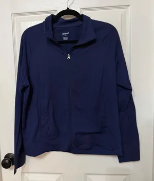 Aerie Womens Navy Blue Full Zip Track Jacket Mock Neck Activewear Large thumbnail 1