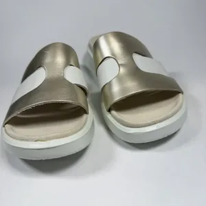 ECCO Size-5.5 Womens‎ Sandal Slide Flowt White Gold thumbnail 7