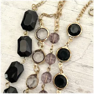 Gold tone multi strand beaded statement necklace thumbnail 8