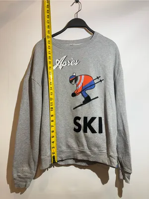 Anthro KULE Oversized Après Ski Graphic Cotton Pullover Crewneck Sweatshirt XS thumbnail 5