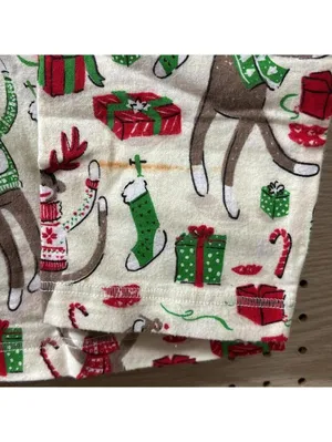 🇺🇸Munki Munki Cream Christmas Theme Long Sleeve Button Down Pajama Holiday Top thumbnail 5