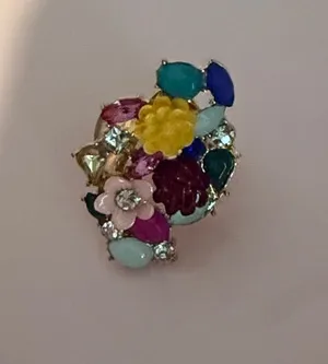 Multicolor Floral Cluster Statement Ring thumbnail 1