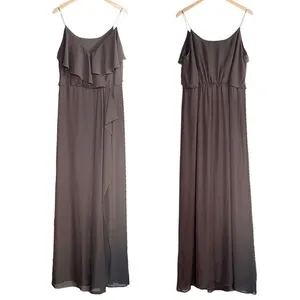 Nouvelle Amsale Drew Gray Chiffon Ruffle Wrap Spaghetti Strap Slip Dress Size XL thumbnail 2