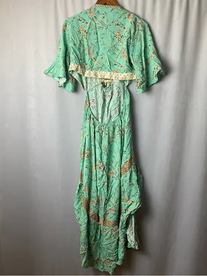 Bohemian Sage Floral High-Low Tie-Waist Boho Festival Dress S thumbnail 3