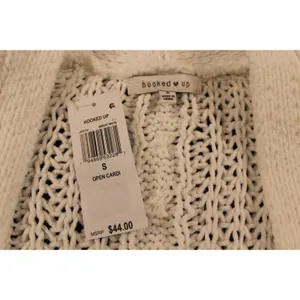 Hooked Up NWT Small White Cable Knit Open Front Cardigan Soft Cozy Layering thumbnail 4