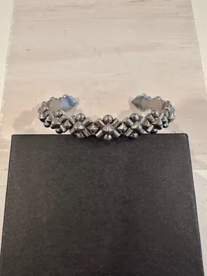 j.crew silver tone geometric floral cuff bracelet thumbnail 2