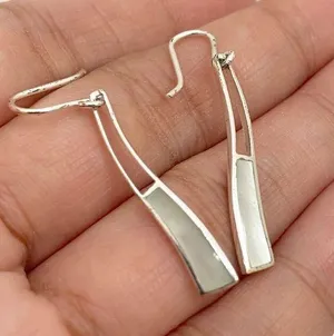 925 Mother of Pearl Inlay Dainty Earrings thumbnail 1