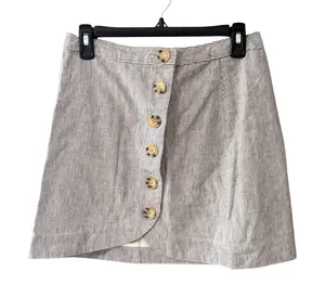 Abercrombie & Fitch Blue White Pinstripe Linen Blend Preppy Mini Skirt‎ S thumbnail 1