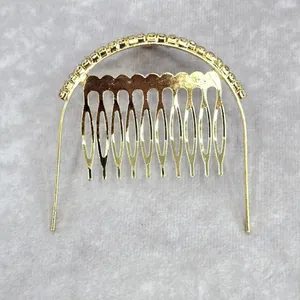 Gold Rhinestone Crown Tiara Clip Hair Bridal Accessories Fashion‎ Jewlery JB2-9 thumbnail 4