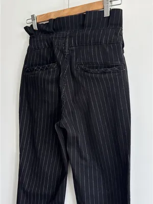 Free People Montella Pinstripe Crop Skinny Pants Black Button Fly size 4 thumbnail 11