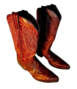 VTG Cowboy Boots Dan Post Wom Sz 8.5 Western Wear Embroidery Stitch Detailed-Boh thumbnail 1