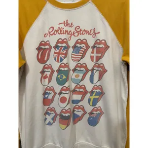 The Rolling Stones Women Sweatshirt M International Flags Raglan Yellow Cream thumbnail 2