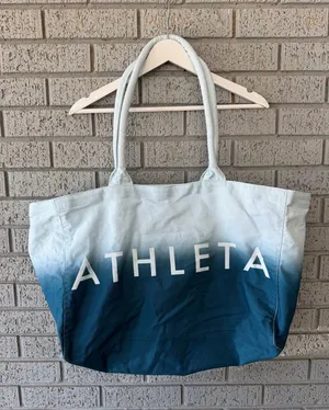 Athleta Beach Bag Gym Bag Tote Bag Blue Ombre Canvas Shopping Bag thumbnail 1
