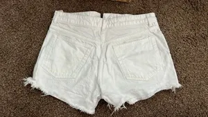 ZARA White Denim Shorts thumbnail 3