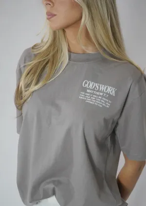 NWT GOD WORK Women’s/Mens Oversized Drop Shoulder Graphic Worship Tee thumbnail 1