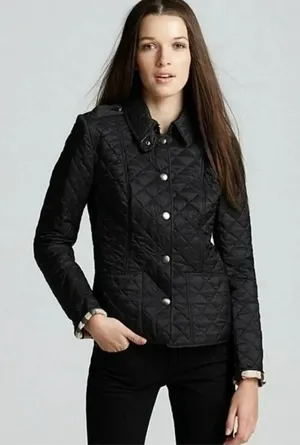 Burberry Brit Kencott Diamond Quilted Black Snap Close Nova Check Lined Jacket‎ thumbnail 1