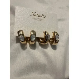 Gold Tone Hoop Earrings Natasha Lead Compliant Fashion Jewelry Chic‎ NWT thumbnail 6