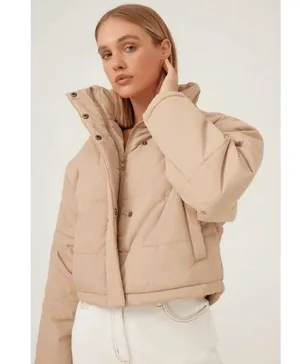 THE FIFTH LABEL Designer Beige Puffer Jacket Women’s Sz S Coat Trendy Fit thumbnail 1