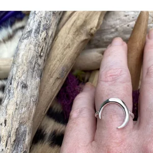 Large Crescent Moon Sterling silver Ring 8,9,10 thumbnail 3