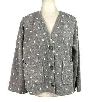 Madewell AG245 Texture & Thread Boxy Bobble Cropped Cardigan Small Polka Pom thumbnail 2